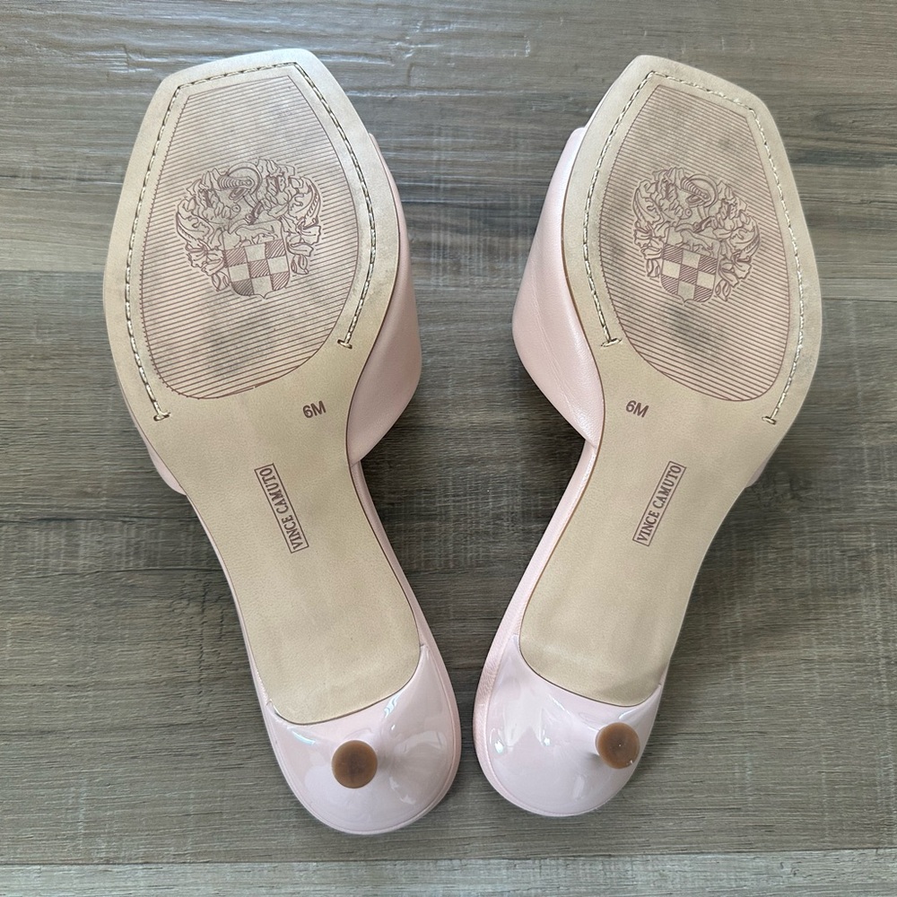 Vince Camuto Leather Kitten Mules - Faiza - 6M - Pale Peony - Picture 7 of 8